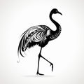 Eleganza: Intricate Ostrich Silhouette With Patterns On White Background Royalty Free Stock Photo