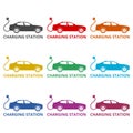 Elektroauto icon, color icons set Royalty Free Stock Photo