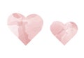 Pink decorative hand-drawn abstract watercolor hearts icons set isolated made with brush strokes for graphic, card Royalty Free Stock Photo