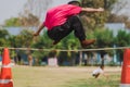 Elemantary Students Grade 3 take exams High jump. Royalty Free Stock Photo