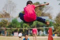 Elemantary Students Grade 3 take exams High jump. Royalty Free Stock Photo