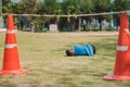 Elemantary Students Grade 3 take exams High jump. Royalty Free Stock Photo