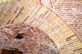 Element of an arch of brick. Arched ceiling.