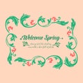 Element art design of leaves and flower frame, for welcome spring invitation card decor. Vector Royalty Free Stock Photo