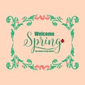 Element art design of leaves and flower frame, for welcome spring invitation card decor. Vector Royalty Free Stock Photo