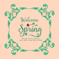 Element art design of leaves and flower frame, for welcome spring invitation card decor. Vector Royalty Free Stock Photo