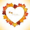 Heart frame with maple leaf illustration Royalty Free Stock Photo