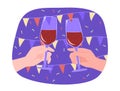 Two Hands Clink Glasses of Red Wine for Celebratory Toast Party Concept Illustration Royalty Free Stock Photo
