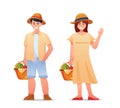 Characters people picnic on summertime holidays vector illustration