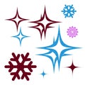 Element for Christmas composition.Silhouette of abstract textured glitter and snowflakes