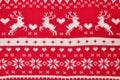 Element decor Christmas red knitted sweater close-up. Holiday gift. Backgdound