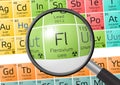 Element of Flerovium with magnifying glass Royalty Free Stock Photo