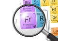 Element of Francium with magnifying glass