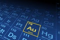 Element gold on the periodic table of elements Royalty Free Stock Photo