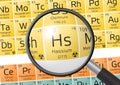Element of Hassium with magnifying glass Royalty Free Stock Photo