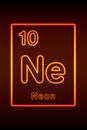 Neon of periodic table of elements, lettering with reddish-orange glow Royalty Free Stock Photo