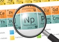 Element of Neptunium with magnifying glass Royalty Free Stock Photo