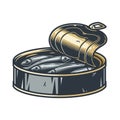 Element of sprat tuna fish in tin can for camping Royalty Free Stock Photo