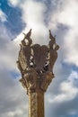 Element of street lamp against the background of a picturesque sky. In the center of Skopje, the capital of Macedonia.