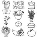 Element thanksgivig set of doodles Royalty Free Stock Photo