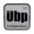 Element unbipentium icon. Number 125 symbol. Unbipentium chemical text. Ubp element code. Vector science illustration. Royalty Free Stock Photo