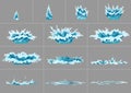 Element water splashes animation. Vector frame set for game animation. Dripping water special effect fx animation frames