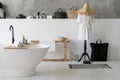 Element of white comfortable bath in modern house Royalty Free Stock Photo