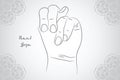 Element yoga Apan Vayu mudra hands with mehendi patterns Royalty Free Stock Photo