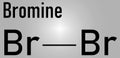 Elemental bromine Br2, molecule. Skeletal formula. Chemical structure