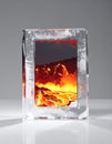Elemental Contrast - Volcanic Lava Framed in Ice Royalty Free Stock Photo