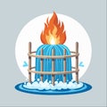 Elemental Harmony Fire on a Water Fountain Royalty Free Stock Photo