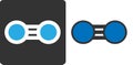 Elemental nitrogen (N2) molecule, flat icon style. Nitrogen gas is the main component of the Earth\'s atmosphere. Atoms shown as