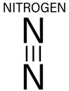 Elemental nitrogen N2 molecule. Skeletal formula.
