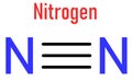 Elemental nitrogen N2 molecule. Skeletal formula.