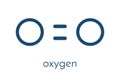 Elemental oxygen O2 molecule. Skeletal formula.