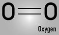 Elemental oxygen. O2 molecule. Skeletal formula.