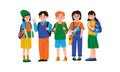Elementary group of school kids in row Royalty Free Stock Photo