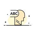 Elementary, Knowledge, Head Business Flat Line Filled Icon Vector Banner Template