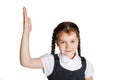 Elementary school child raising her hand up. Royalty Free Stock Photo