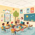 Elementary school classroom scene Royalty Free Stock Photo