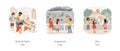 Elementary school field trips isolated cartoon vector illustration set.