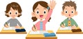 Elementary school girls who raise their hands and make presentations during class Royalty Free Stock Photo