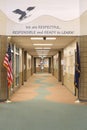 Elementary school hallway with exit doors