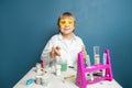 Elementary school kid in science class Royalty Free Stock Photo