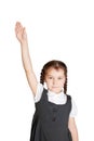 Elementary school pupil raising her hand. Royalty Free Stock Photo