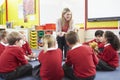 Elementary School Pupils Telling Story To Teacher Royalty Free Stock Photo