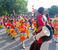 Elementary School Student Marching Band Competition With Colorful Costumes Royalty Free Stock Photo