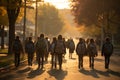 Elementary students walking school. Generate Ai