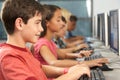 Elementary Students Working At Computers In Classroom Royalty Free Stock Photo