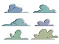 Cloud handdrawn cute clip art set